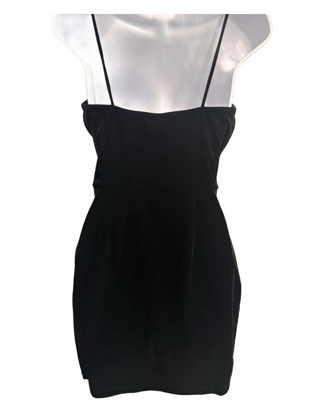 Windsor Black Spaghetti Strap Mesh Cutout Mini Dress Size M - Picture 2 of 3